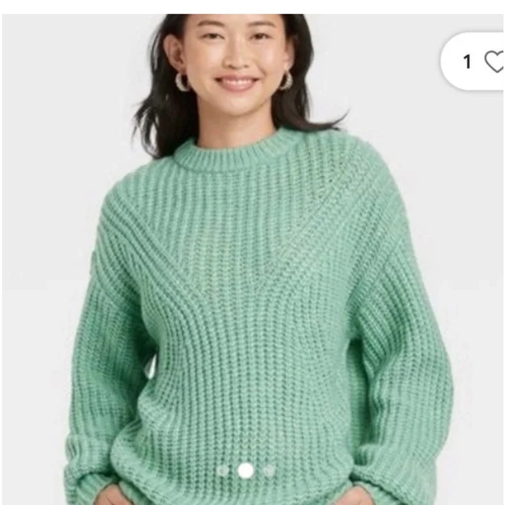 A New Day Chunky Knit Crewneck Sweater Seafoam Green Size Medium M